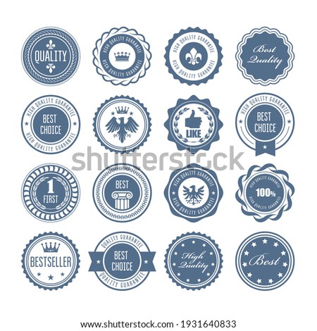Emblems, badges and stamps, set of awards, blazons and heraldic seals designs, vector
