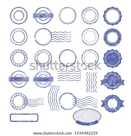 Blank templates of shabby postal stamps