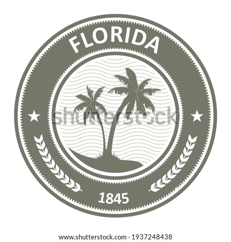 Florida stamp - FL state label with palm trees