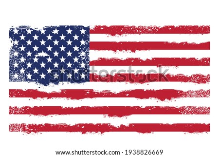 Threadbare flag of United States of America, usa grunge symbol, vector