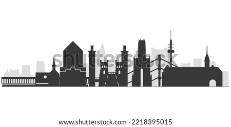 Duisburg panorama outline, silhouette of cityscape of city of duisborg with landmarks, vector