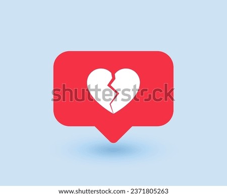 Dislike symbol in social media, Like sign icon with broken heart, vector