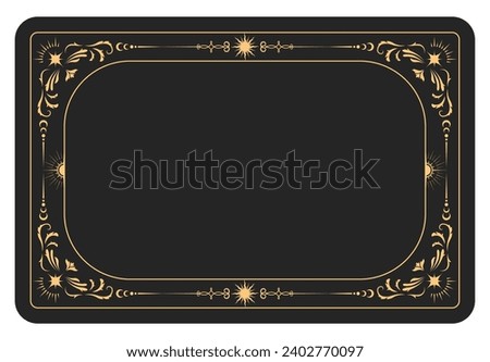 Mystic style banner with ornamental border, tarot cards style frame, esoteric border, vector