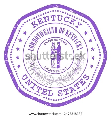 Kentucky state stamp with seal, USA travel stamp, shabby postmark of Kentucky, vector