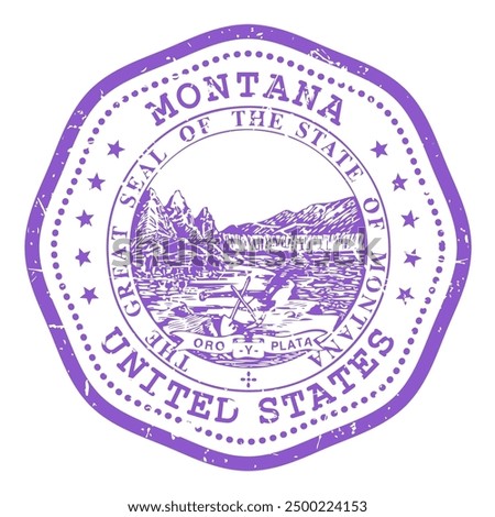 Montana state stamp with seal, USA travel stamp, shabby postmark of Montana, vector