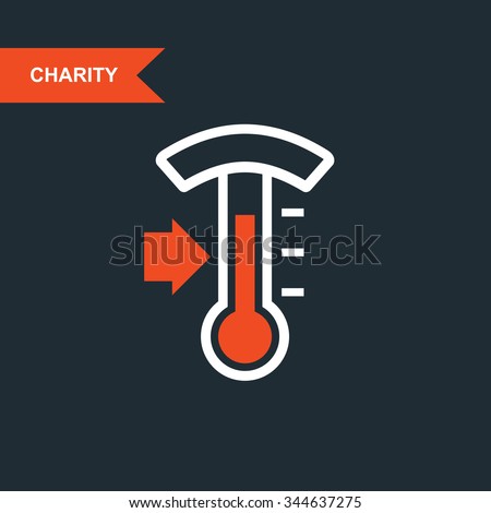 Donation thermometer - charity and telethon icon
