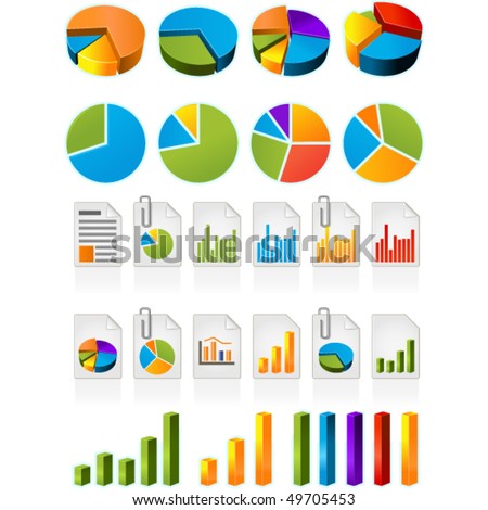 Three-dimensional pie charts and file icons