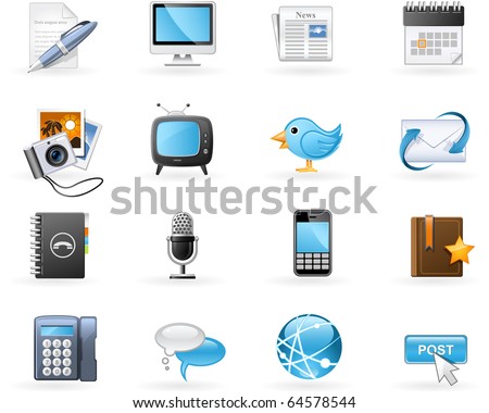 Communication channels and Social Media icon set