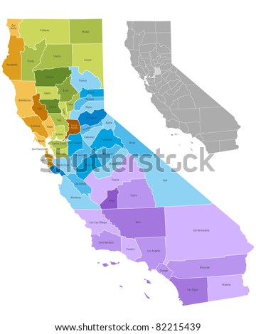 California State Counties Map With Boundaries And Names Stock Vector ...