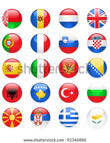 Europe flags buttons, part one