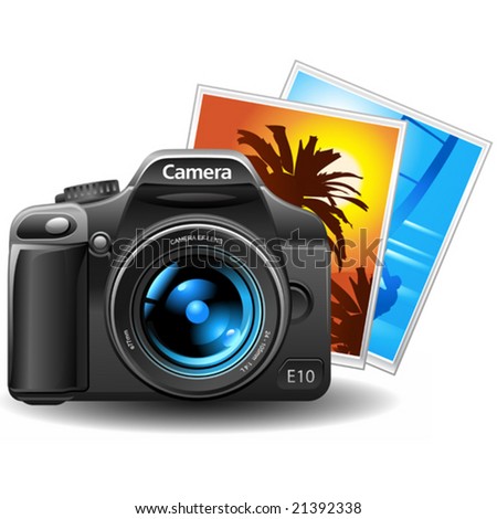 vector photo camera with pictures