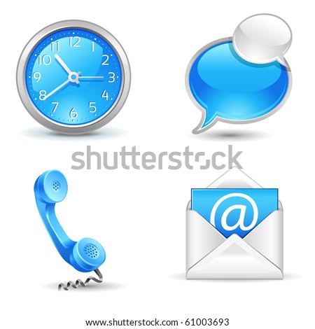 office  icons - clock, handset, mail, chat