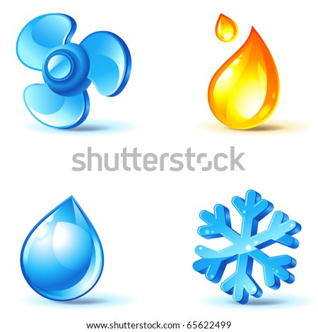 air-conditioner icons - blow, cold, heat, moisture