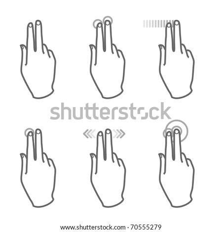 touch screen gesture, 3 (vector hand icons)