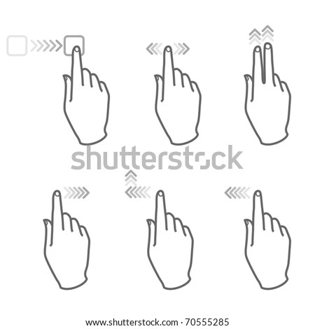 interface touch screen gesture, (vector hand icons)