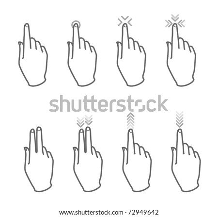 touch screen gesture, 6 (vector hand icons)