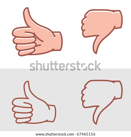 Thumbs Up Or Thumbs Down As Approval Or Disapproval Icons Vector ...