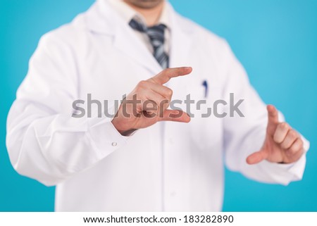 Close-up of practitioner\'s hands showing something. Health care and medicine.
