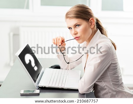 Similar – Image, Stock Photo Despair female surfing laptop and communicating on mobile