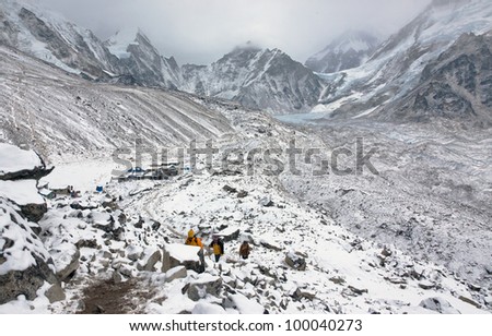 Panoramic view of the Mt. Everest region near Gorak Shep - Nepal, Himalayas