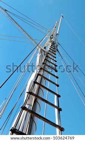 Gear old sailing ship on the background of an blue sky - Turku, Finland