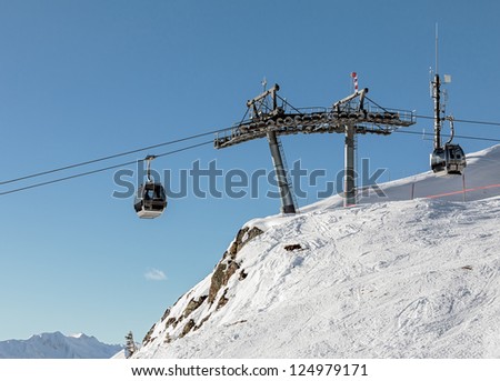 One of elevators in a ski resort of a valley of Zillertal - Mayrhofen, Austria