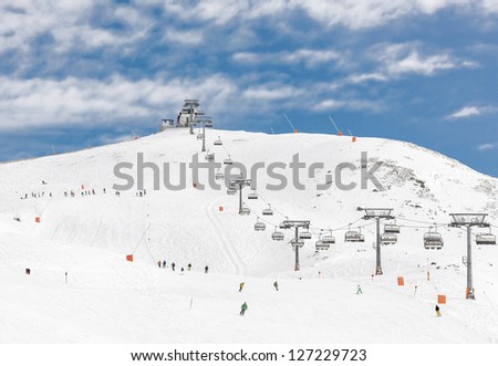 One of chair lifts in a ski resort of a valley of Zillertal - Mayrhofen region, Austria