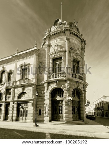 The old building of the Teatro Macedonio Alcala in Oaxaca - Mexico (stylized retro)