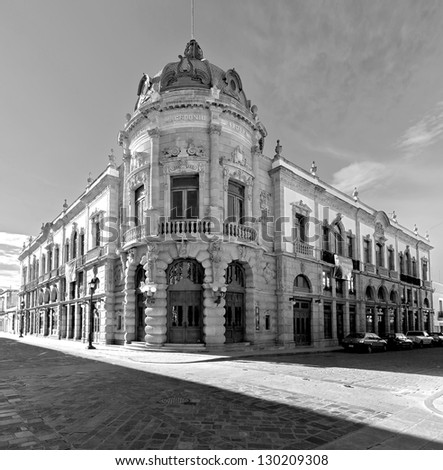 The old building of the Teatro Macedonio Alcala in Oaxaca - Mexico (black and white)