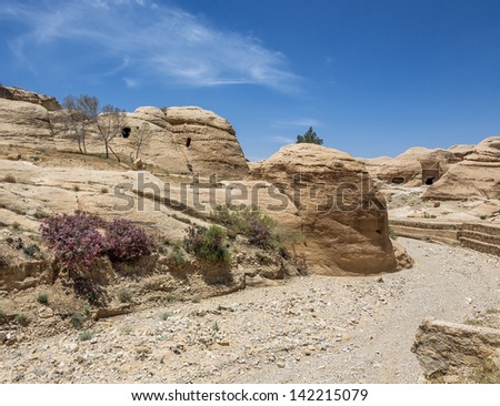 The beginning of the Kings Way in the ancient city of the Petra (Treasury, el Khazneh) - Jordan