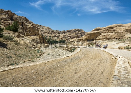 The beginning of the Kings Way in the ancient city of Petra (Treasury, el Khazneh) - Jordan