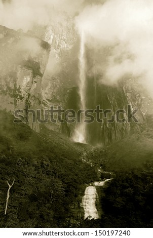 View of the Angel Falls is worldÃ?Â�?Ã?Â??s highest waterfalls (978 m) -Venezuela, Latin America