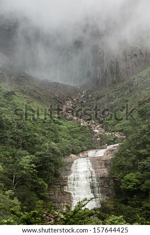 The bottom parts of the Angel Falls ( Salto Angel ) is world highest waterfalls (978 m) - Venezuela, Latin America