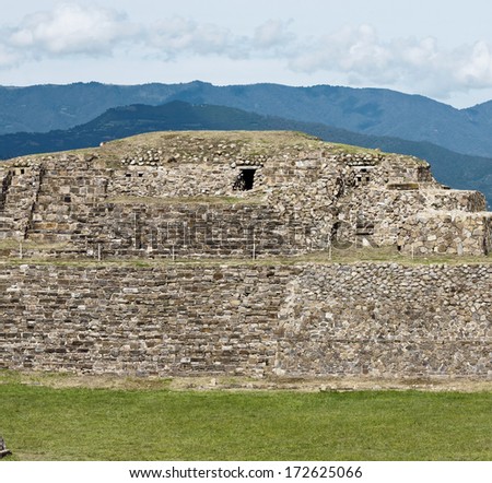 The ancient buildings of the ancient Zapotec city Monte Alban - Oaxaca, Mexico
