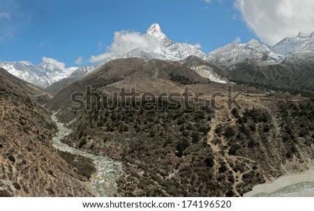 View of the area near Shamore village - Everest region, Nepal, Himalayas