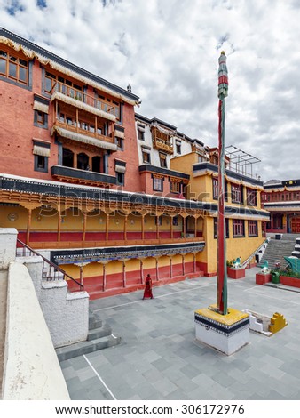 The main ceremonial courtyard of the Thiksey Gompa - Ladakh, Jammu and Kashmir, India