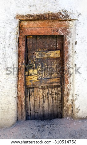 Ancient door in the Shay Gompa - Tibet, Leh district, Ladakh, Himalayas, Jammu and Kashmir, Northern India