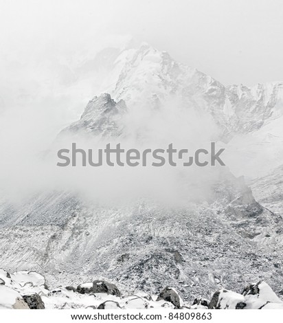 The Mt. Everest region in bad weather, Nepal