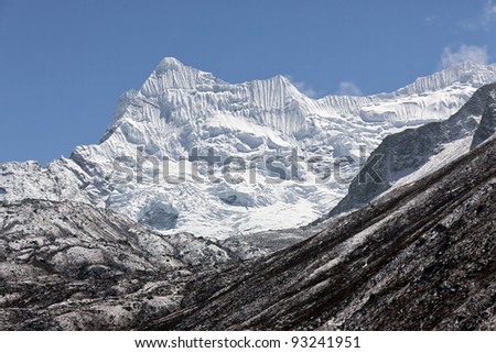 Glacier Chhukung and untitled peak in the array in district Mt. Everest - Nepal, Himalayas