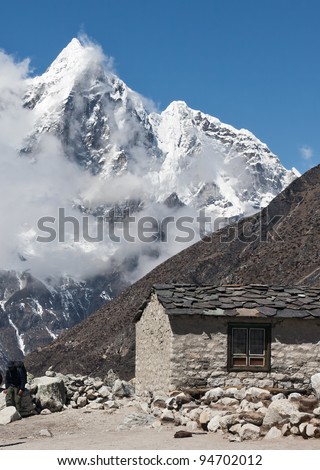 Summer house in the mountain region of the himalayas - Mt. Everest region, Nepal