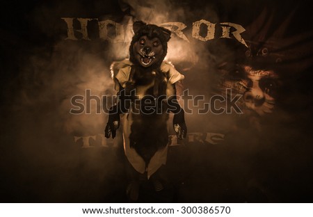 Scary werewolf. Man in suit werewolf.