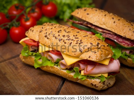 Similar – Image, Stock Photo Meat Sausage Cheese Bread