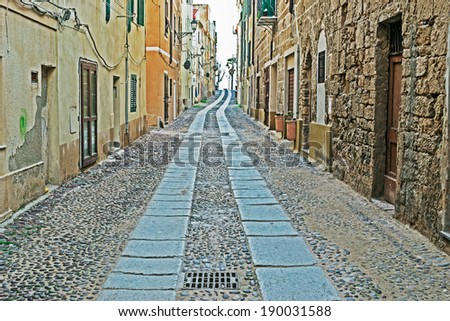 narrow road in alghero old town
