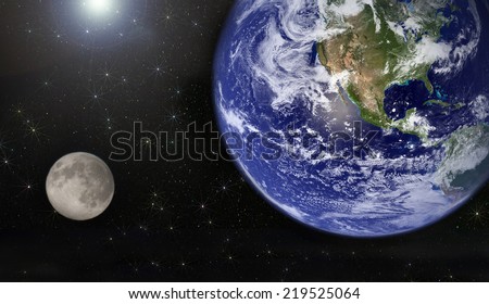 earth, sun and moon. Elements of this image furnished by NASA