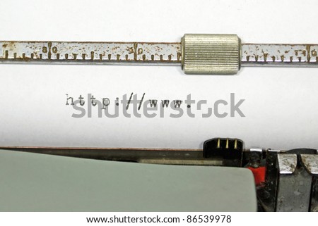 old typewriter writing internet address