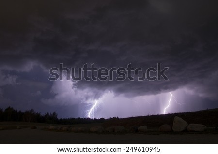 Thunder storm with two thunder bolts.