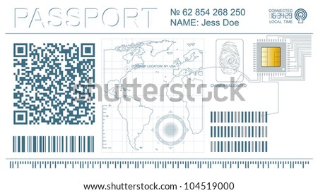 Abstract concept of futuristic digital cyber passport