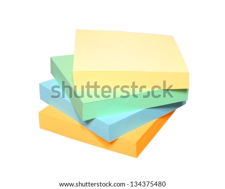 stickers block color multicoloured Post it Notes isolated on white background