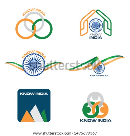 Vector typographic emblems, logo or badges. Usable for Independence day of India greeting cards, t-shirts, posters and India Independence day banners