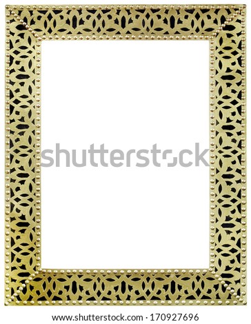 Golden Mirror Frame Isolated with Clipping Path